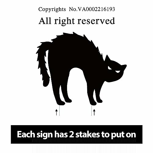 Silhouette of arched black cat with copyright notice.