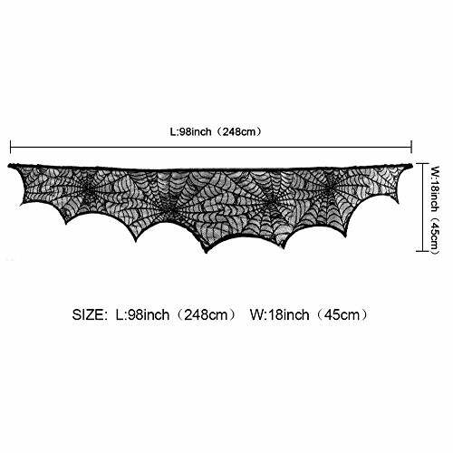 Black spiderweb lace valance with measurements