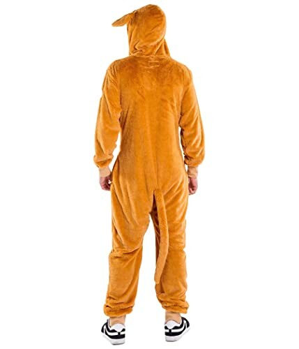 Person in a kangaroo costume viewed from the back.