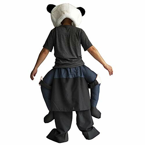 Person wearing a panda costume with legs.