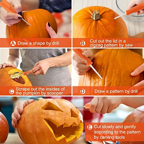 Step-by-step guide to carving a pumpkin with tools and techniques.